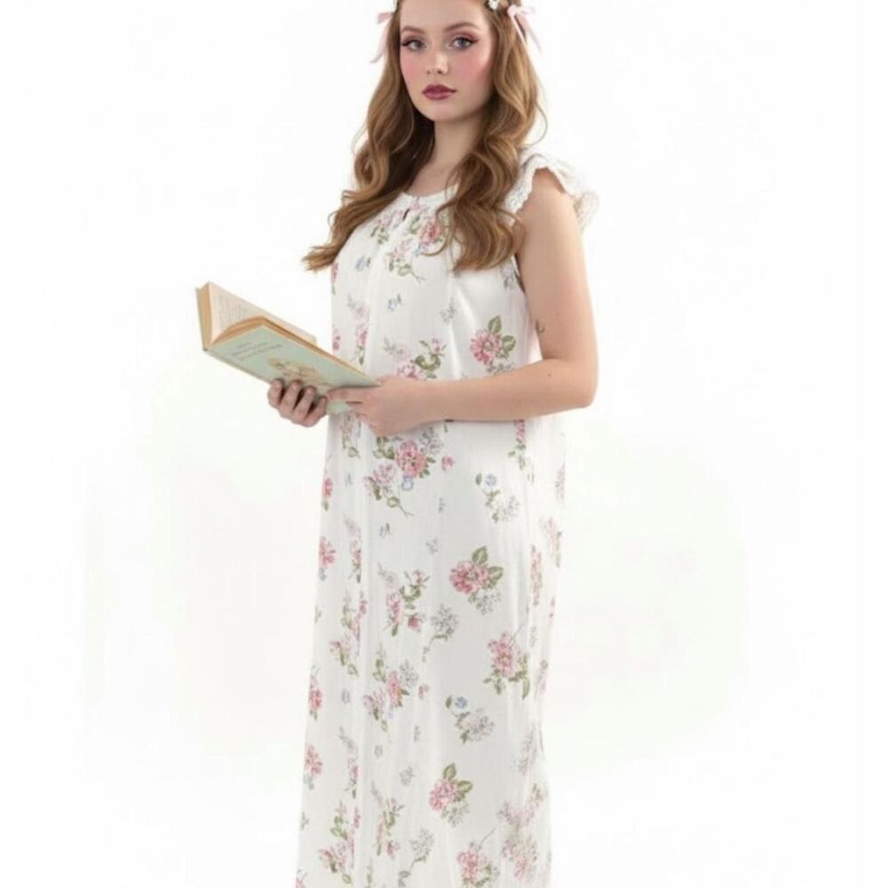 Carole Hochman Sleeveless Cotton Knit Nightgown, Floral Print Size Medium - Picture 2 of 4